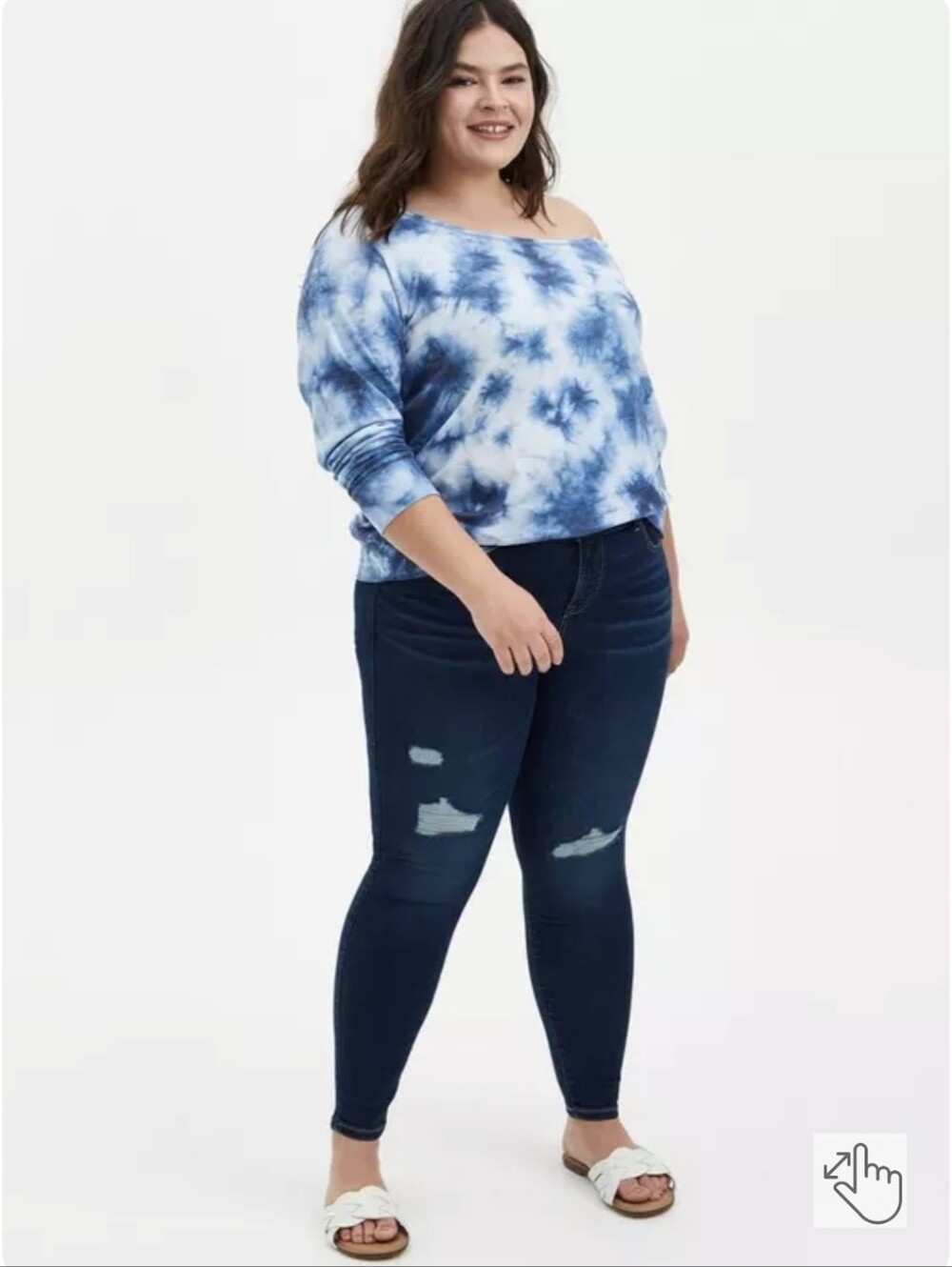 Torrid 6x Blue Tie-Dye Terry Off Shoulder Sweatshirt
